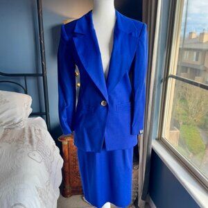 Vintage 90s Royal Blue Skirt Suit Set NWT